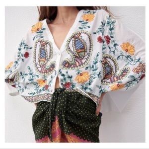 Zara embroidered top size XL